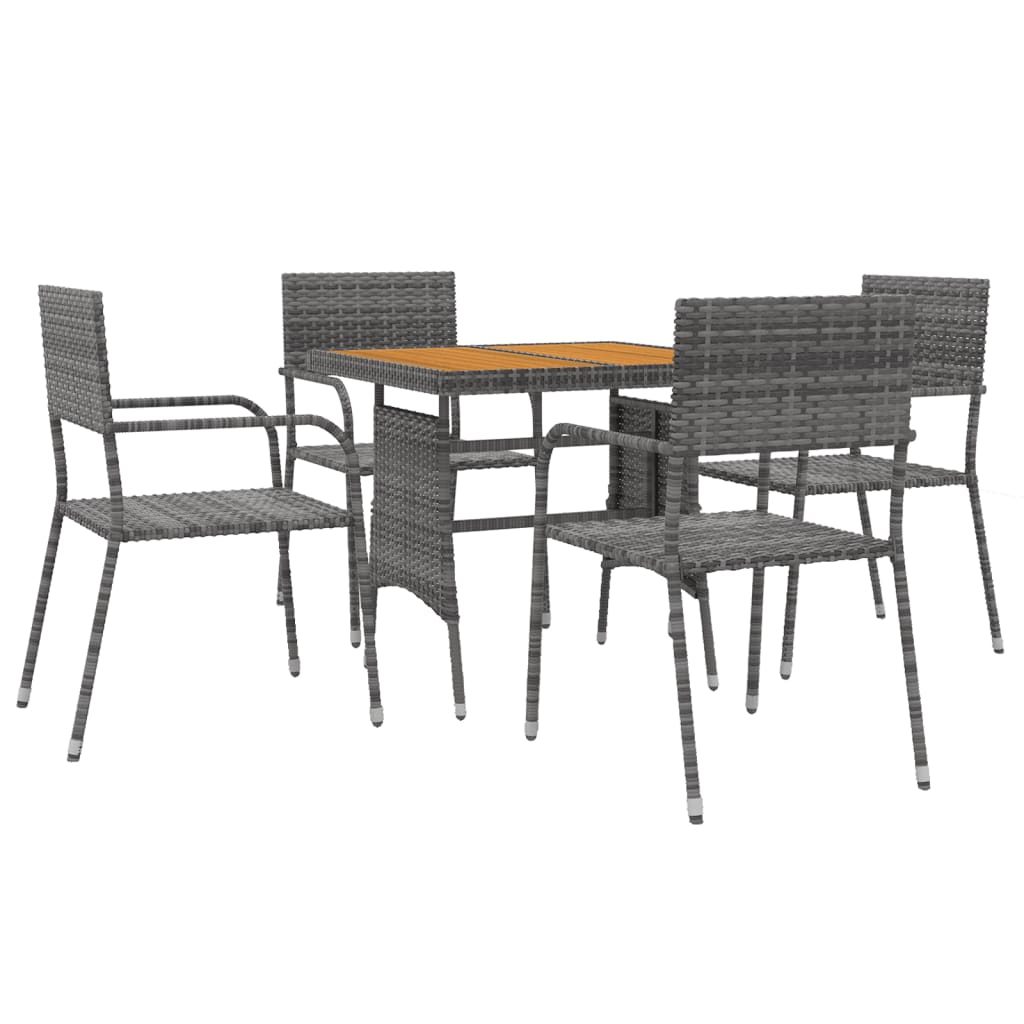 5 Piece Outdoor Dining Set Poly Rattan Grey