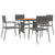 5 Piece Outdoor Dining Set Poly Rattan Grey