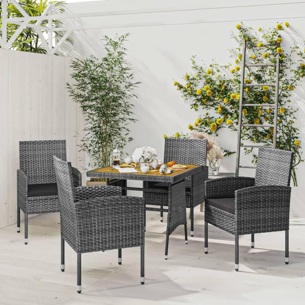 5 Piece Outdoor Dining Set Poly Rattan Grey