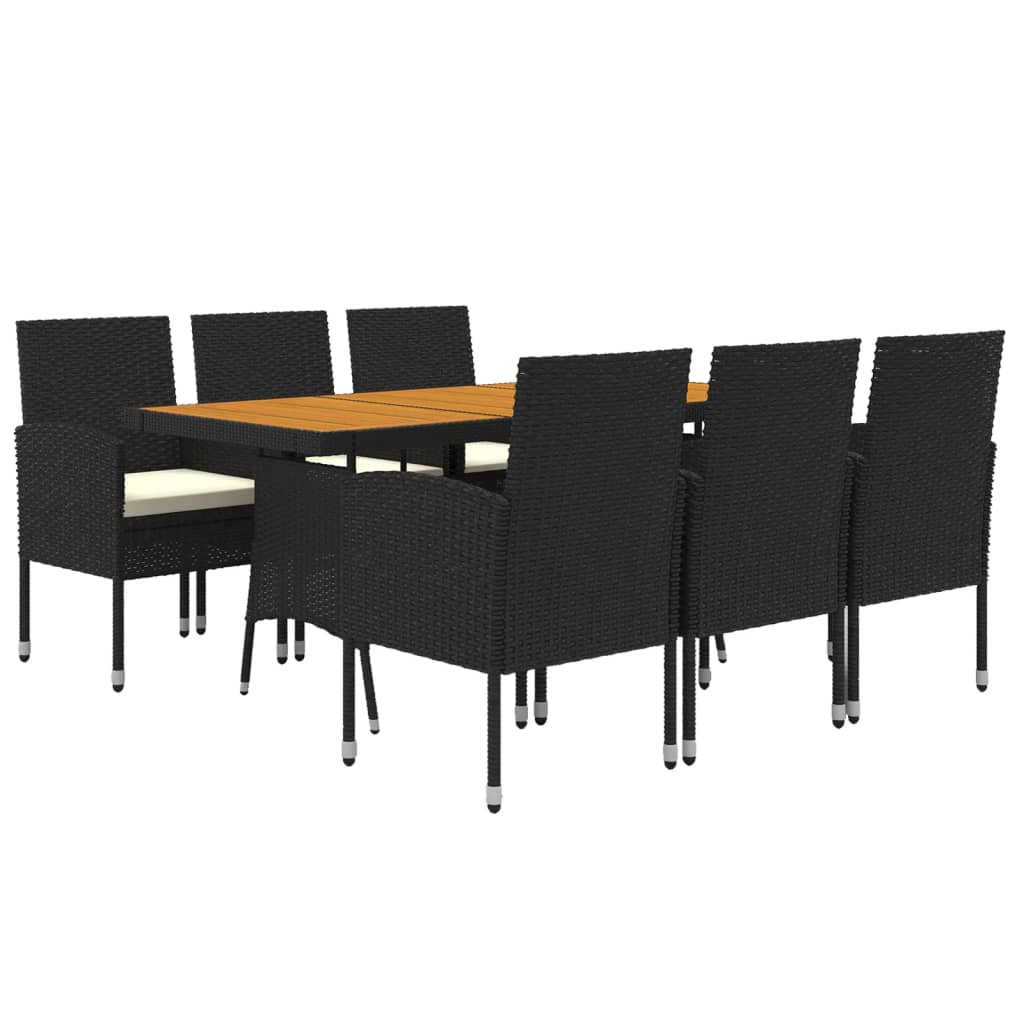 7 Piece Outdoor Dining Set Poly Rattan Black