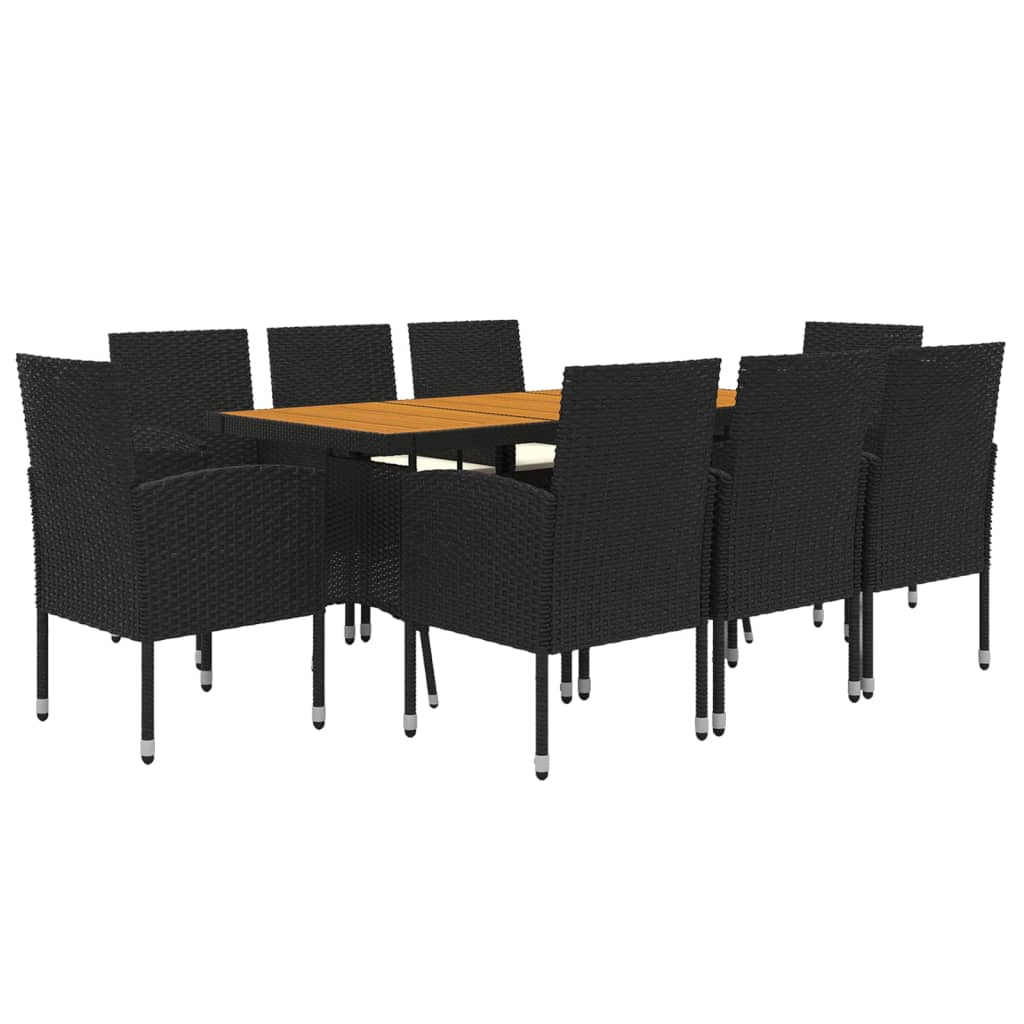 9 Piece Outdoor Dining Set Poly Rattan Black