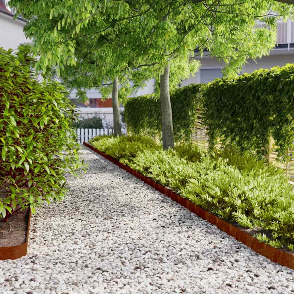 Lawn Edging 50 pcs 10 x 103 cm Weathering Steel Rusty