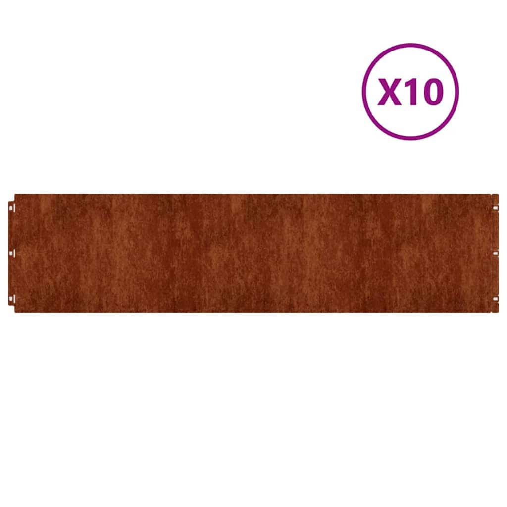 Lawn Edging 10 pcs 25 x 103 cm Weathering Steel Rusty