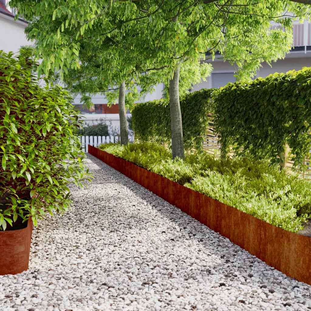 Lawn Edging 10 pcs 25 x 103 cm Weathering Steel Rusty