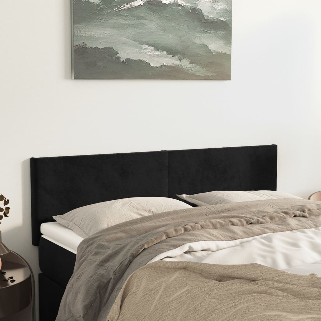 Headboards Black 144x5x78/88 cm Velvet