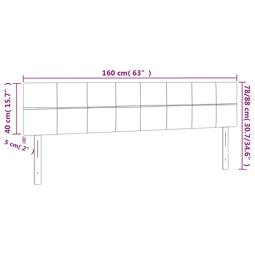 Headboards Black 160x5x78/88 cm Velvet