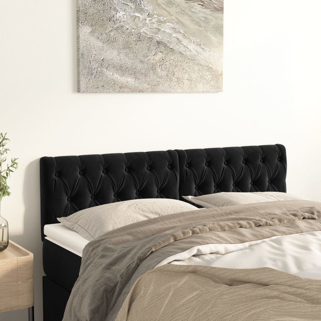 Headboards Black 144x7x78/88 cm Velvet
