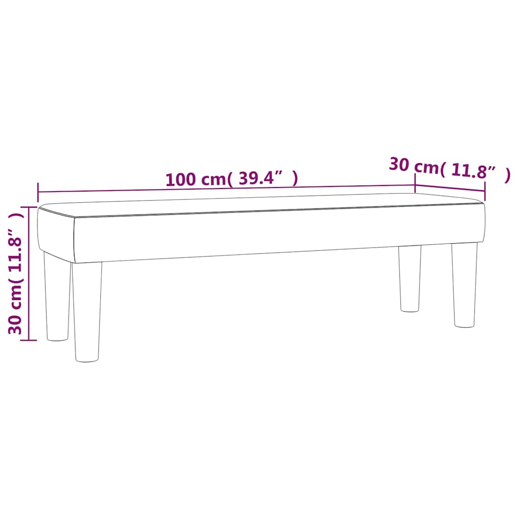 Bench Black 100x30x30 cm Velvet
