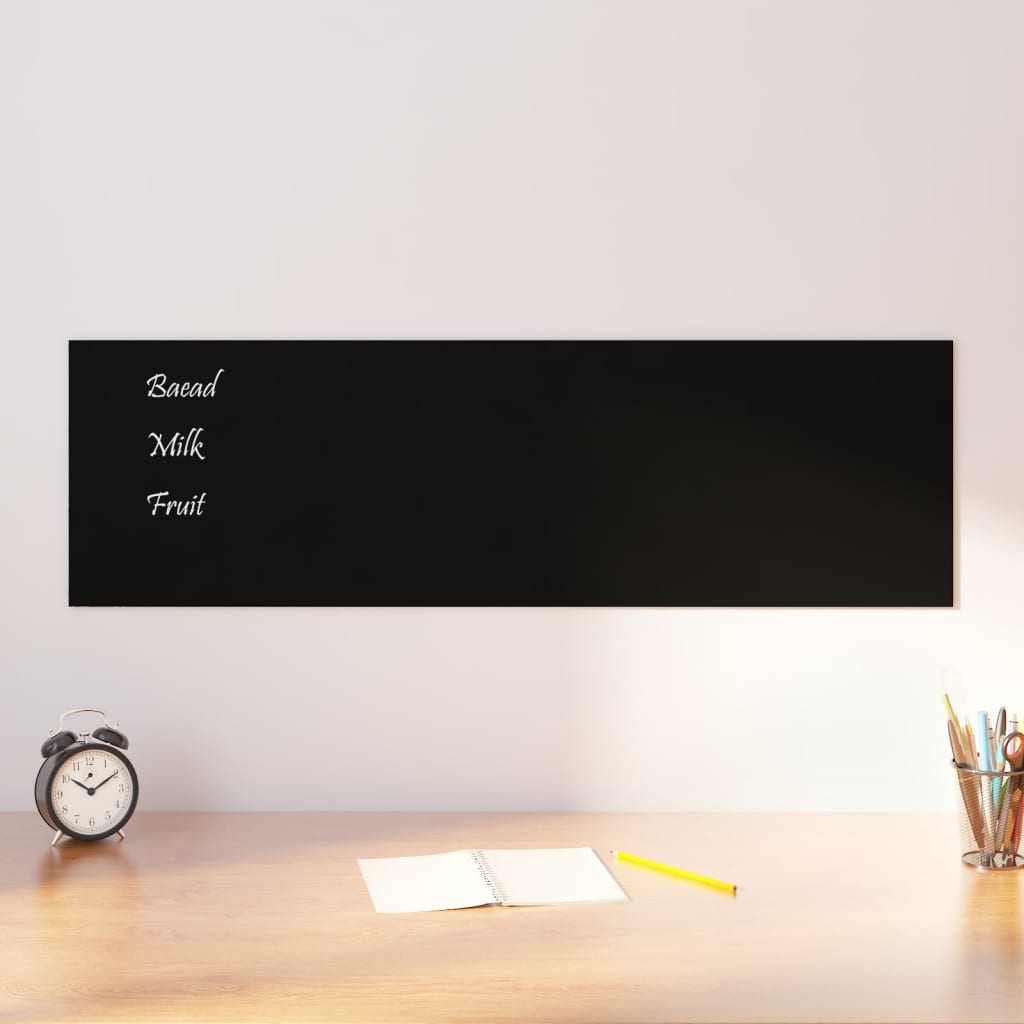 Wall-mounted Magnetic Board Black 100x30 cm Tempered Glass