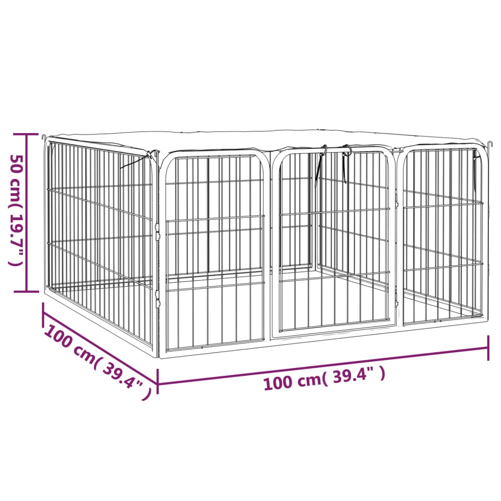 Dog Playpen 4 Panels Black 100x50 cm Powder-coated Steel