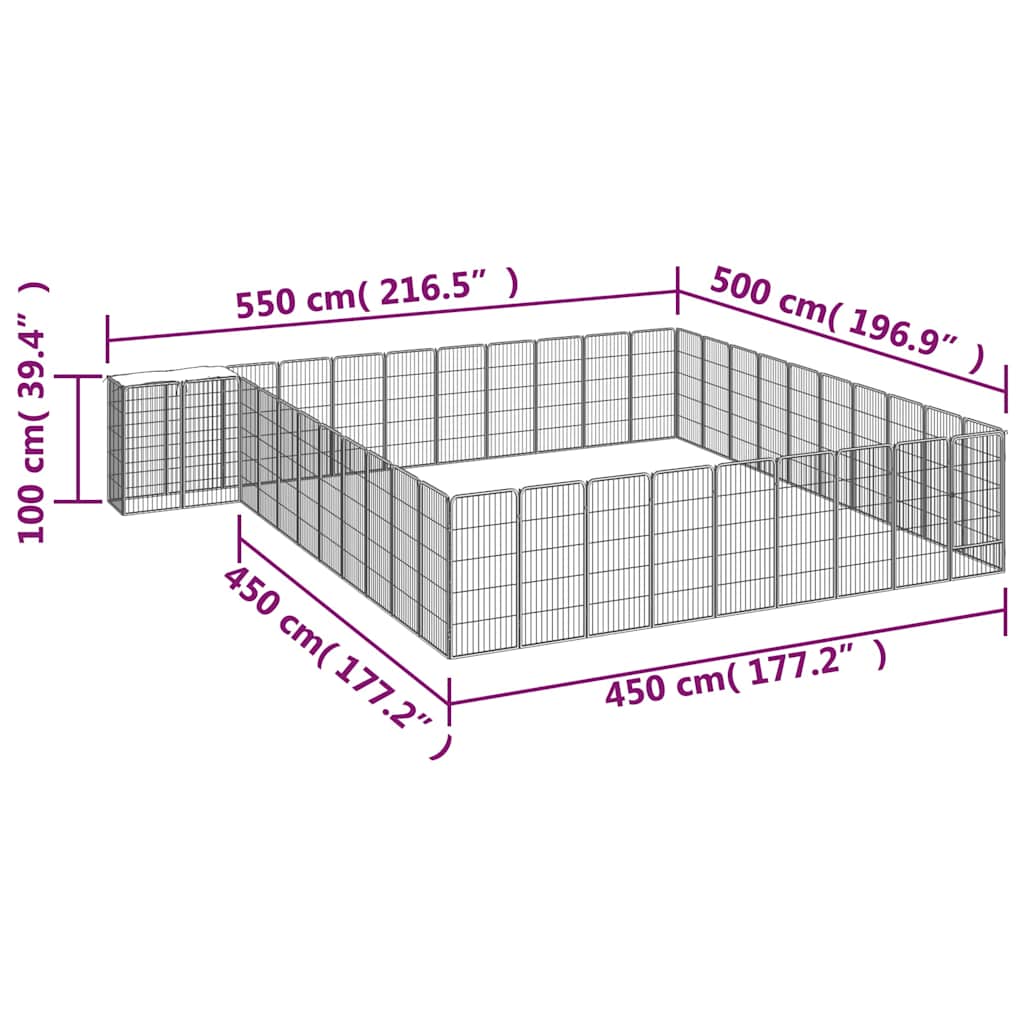 42-Panel Dog Playpen Black 50x100 cm Powder-coated Steel