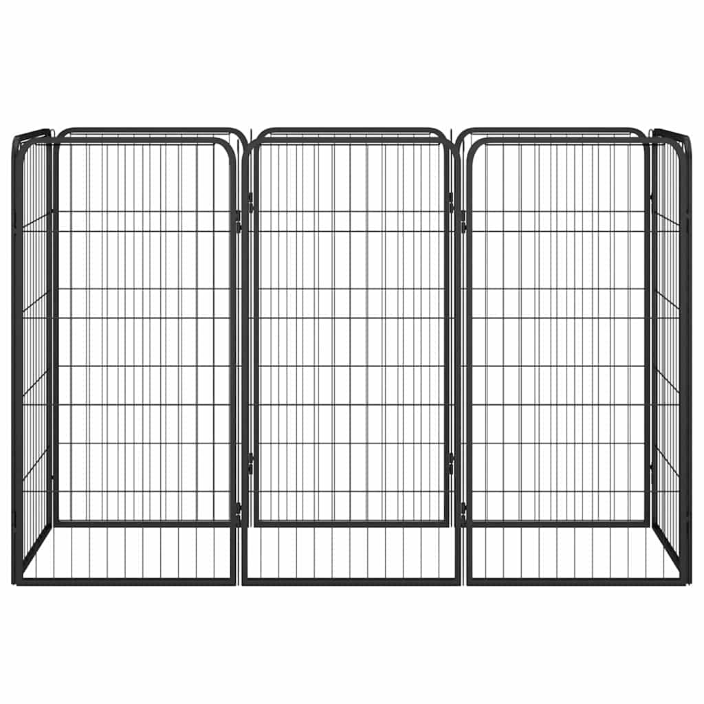 8-Panel Dog Playpen Black 50x100 cm Powder-coated Steel