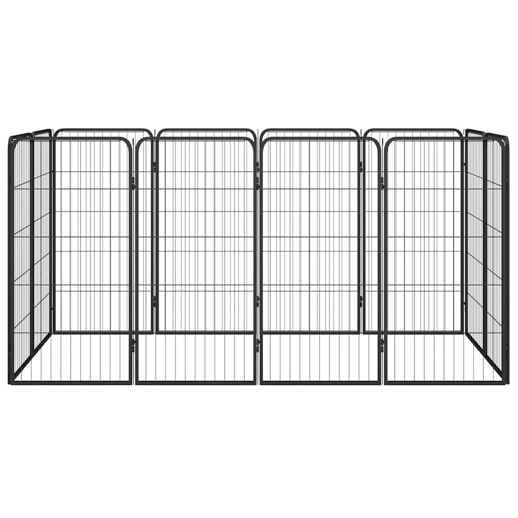 12-Panel Dog Playpen Black 50x100 cm Powder-coated Steel