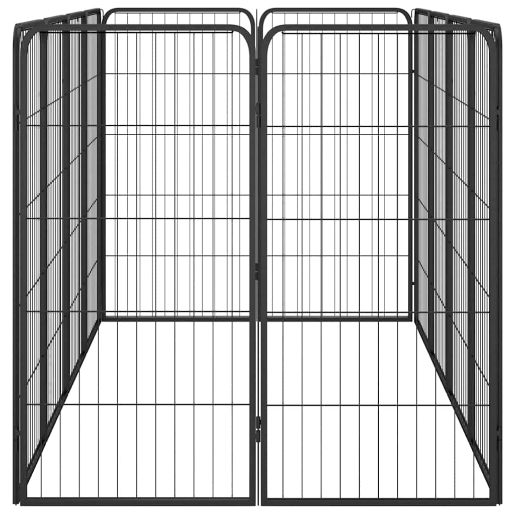12-Panel Dog Playpen Black 50x100 cm Powder-coated Steel