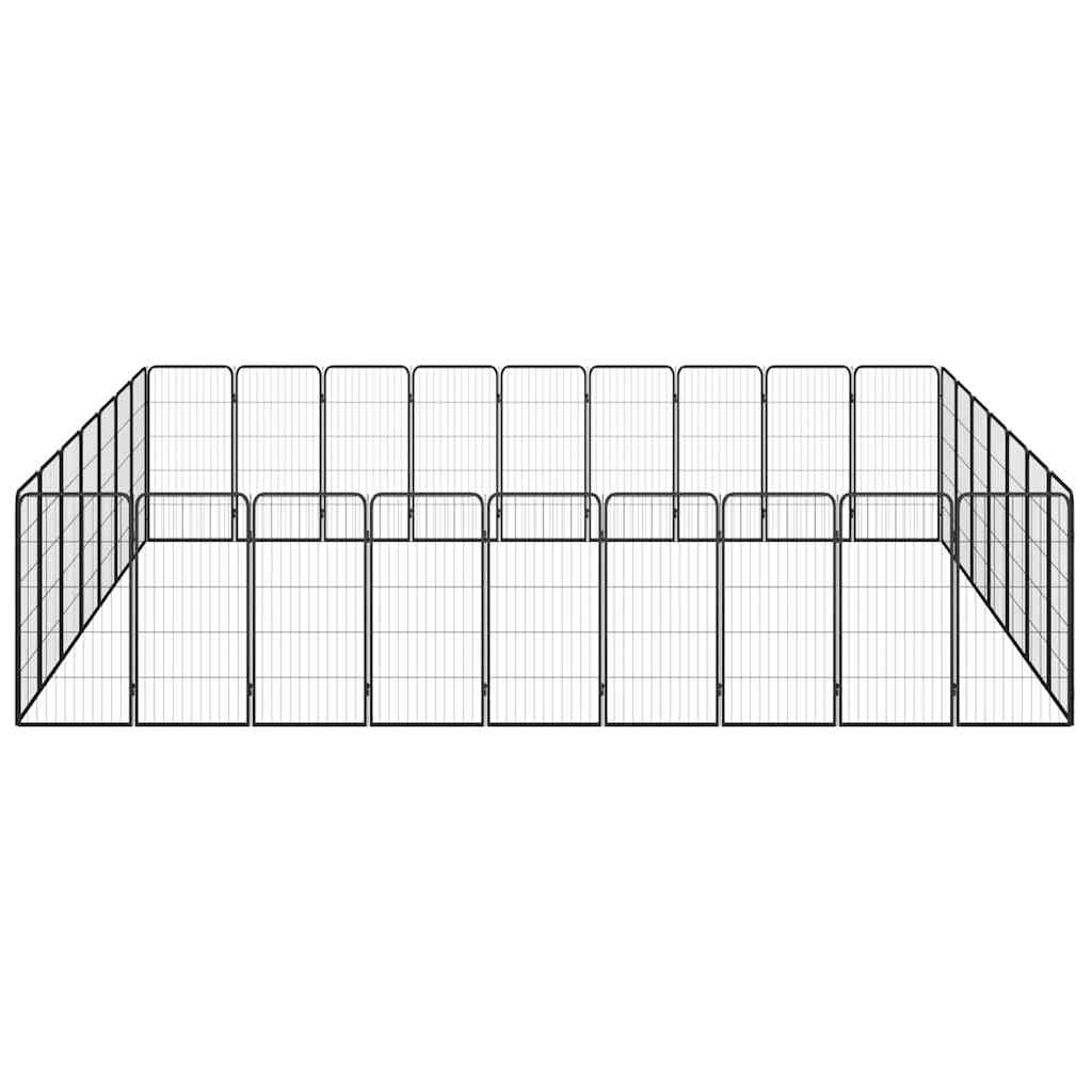 32-Panel Dog Playpen Black 50x100 cm Powder-coated Steel