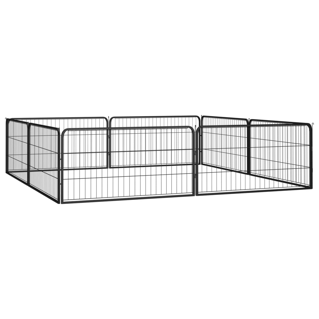 8-Panel Dog Playpen Black 100x50 cm Powder-coated Steel