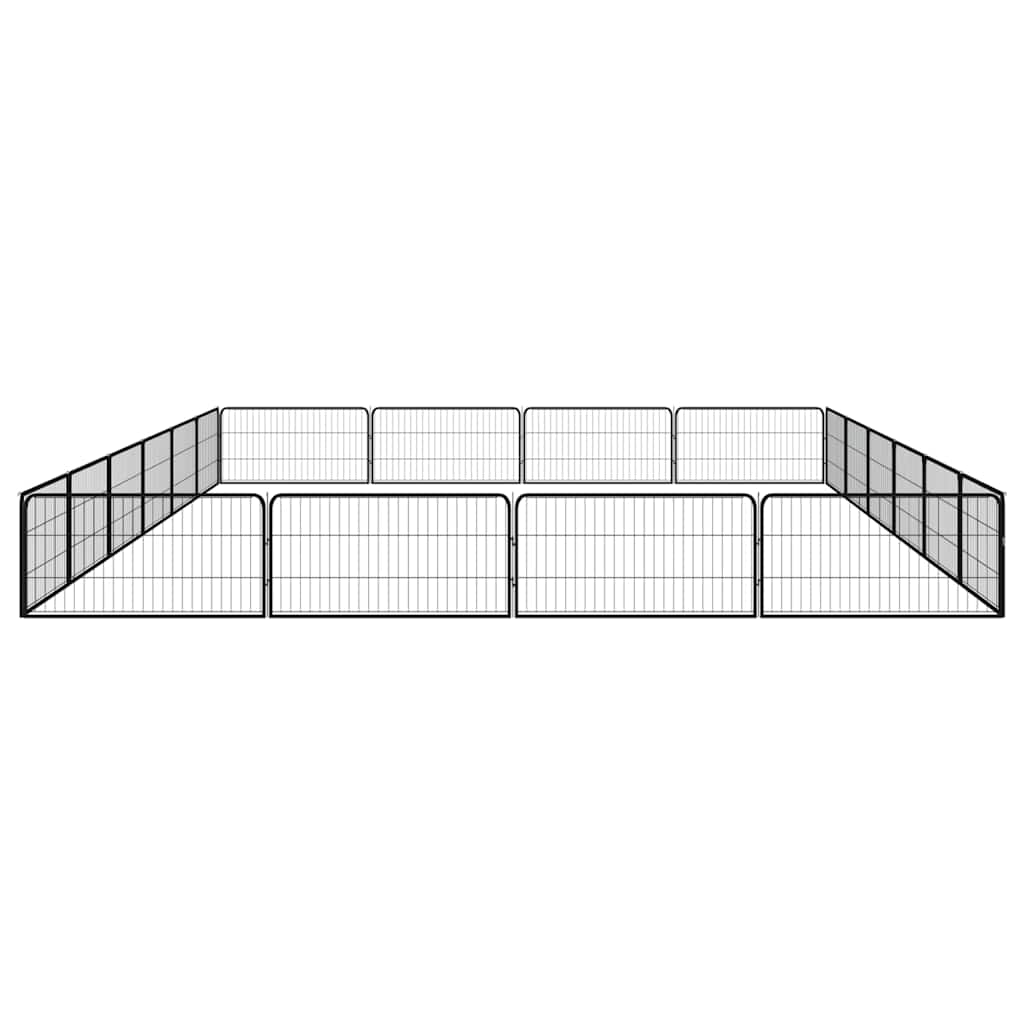20-Panel Dog Playpen Black 100x50 cm Powder-coated Steel