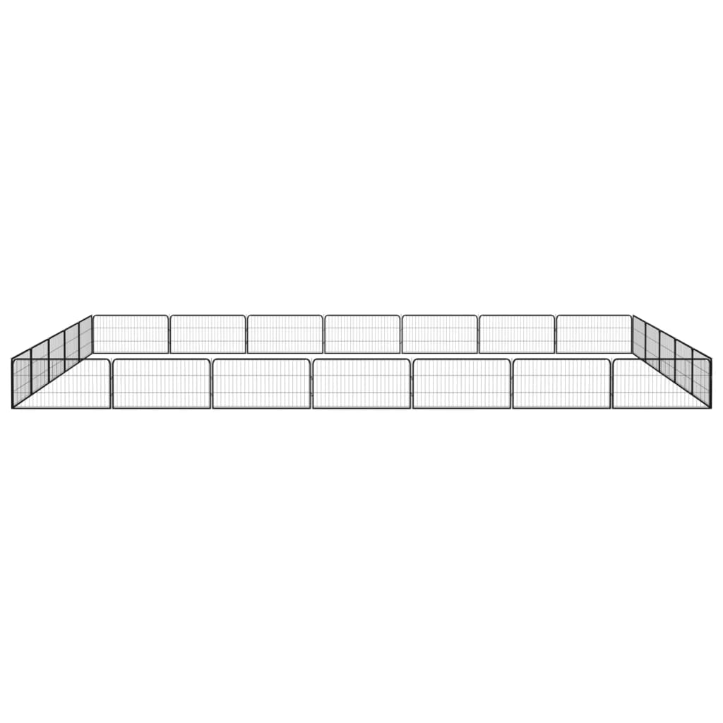 24-Panel Dog Playpen Black 100x50 cm Powder-coated Steel