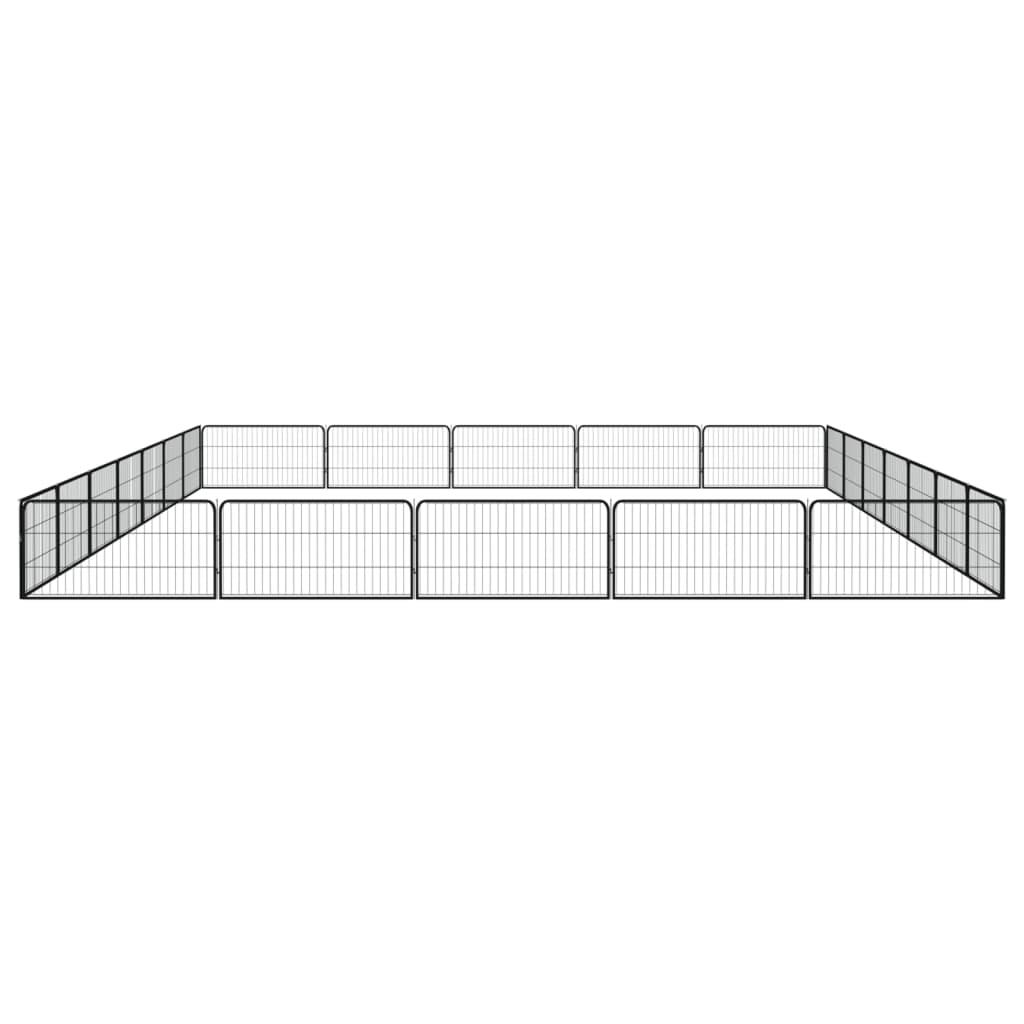 24-Panel Dog Playpen Black 100x50 cm Powder-coated Steel