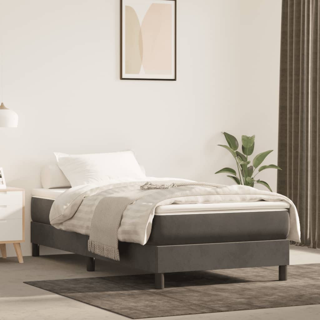 Pocket Spring Bed Mattress Dark Grey 90x190x20 cm Velvet