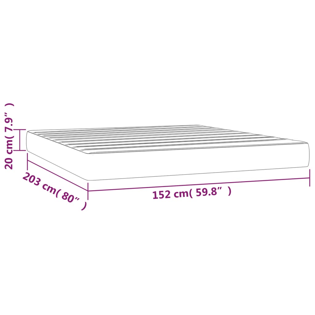 Pocket Spring Bed Mattress Black 153x203x20 cm Queen Size Fabric