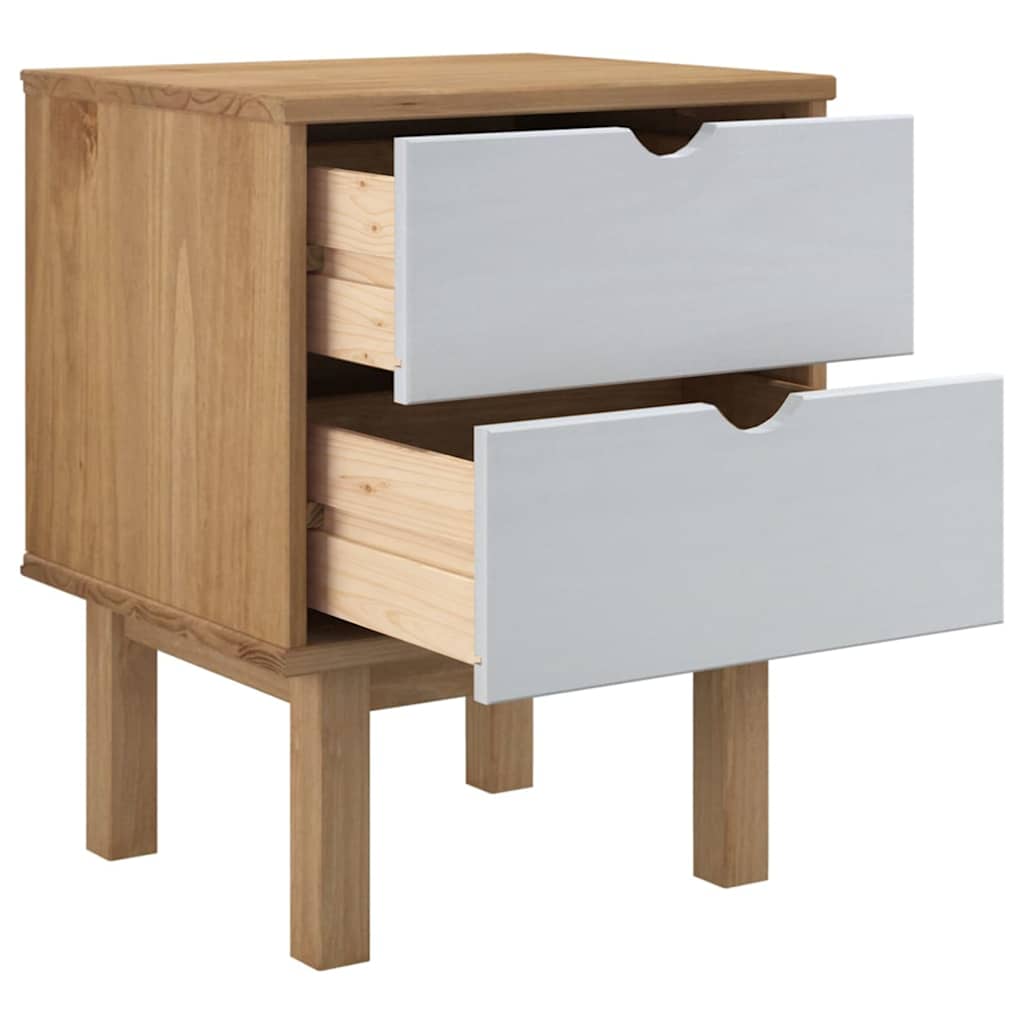 Bedside Cabinet OTTA Brown&White 45x39x57cm Solid Wood Pine