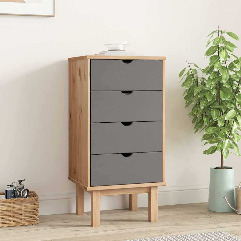 Drawer Cabinet OTTA Brown&amp;Grey 45x39x90cm Solid Wood Pine