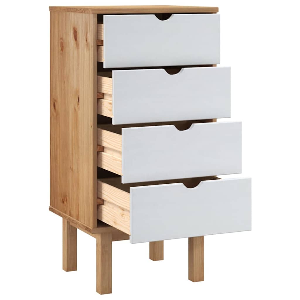 Drawer Cabinet OTTA Brown&White 45x39x90cm Solid Wood Pine