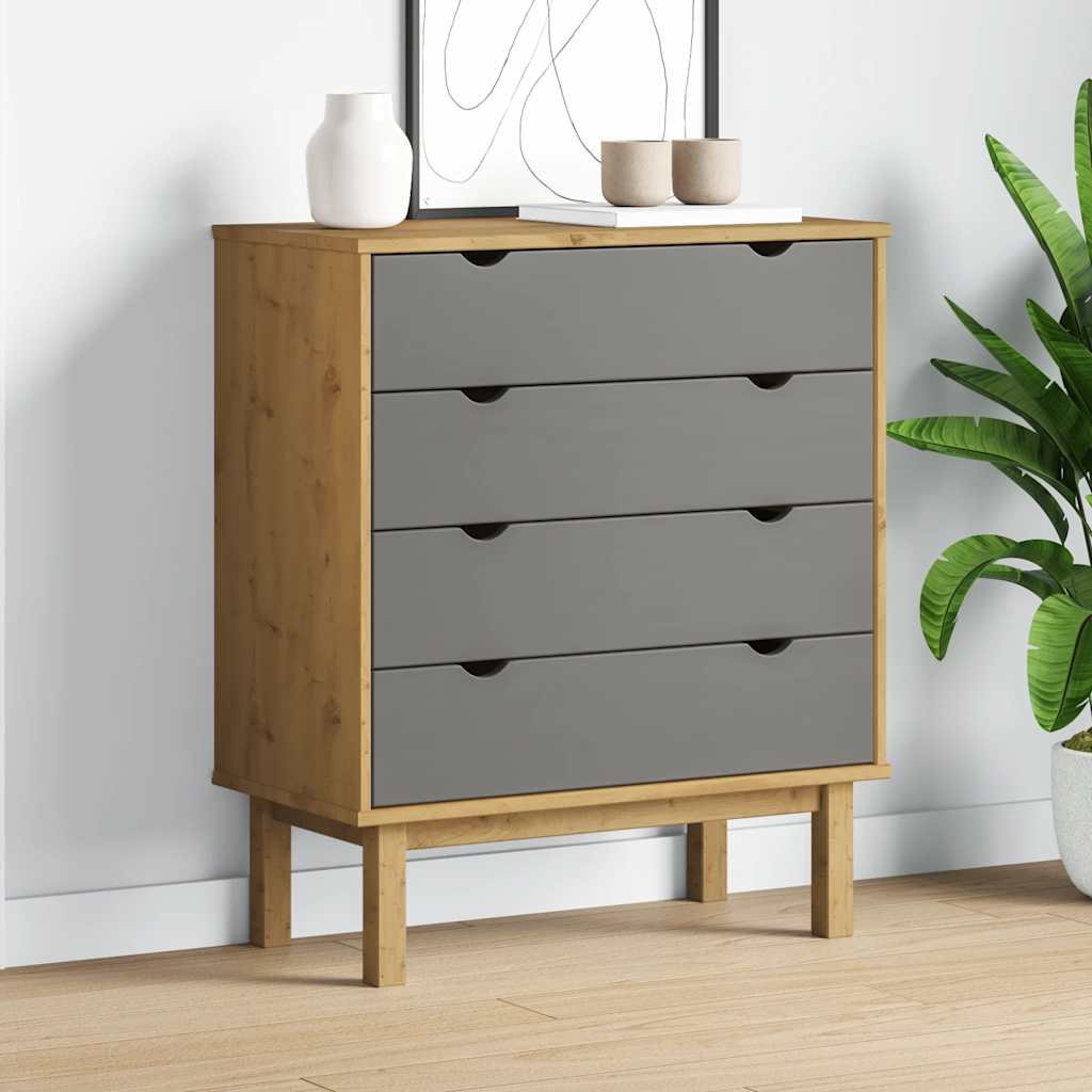 Drawer Cabinet OTTA Brown&amp;Grey 76.5x39.5x90cm Solid Wood Pine