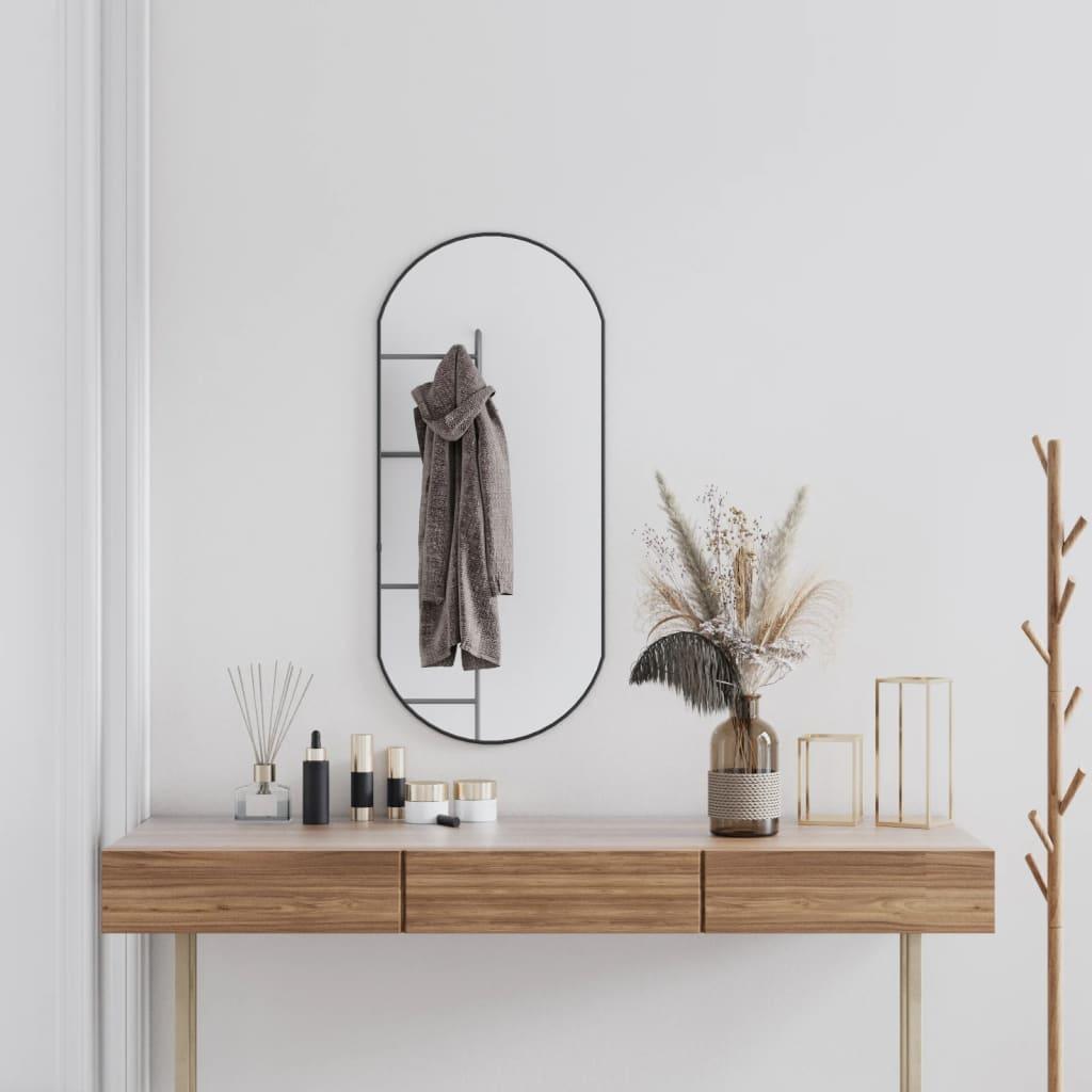 Wall Mirror Black 90x40 cm Oval