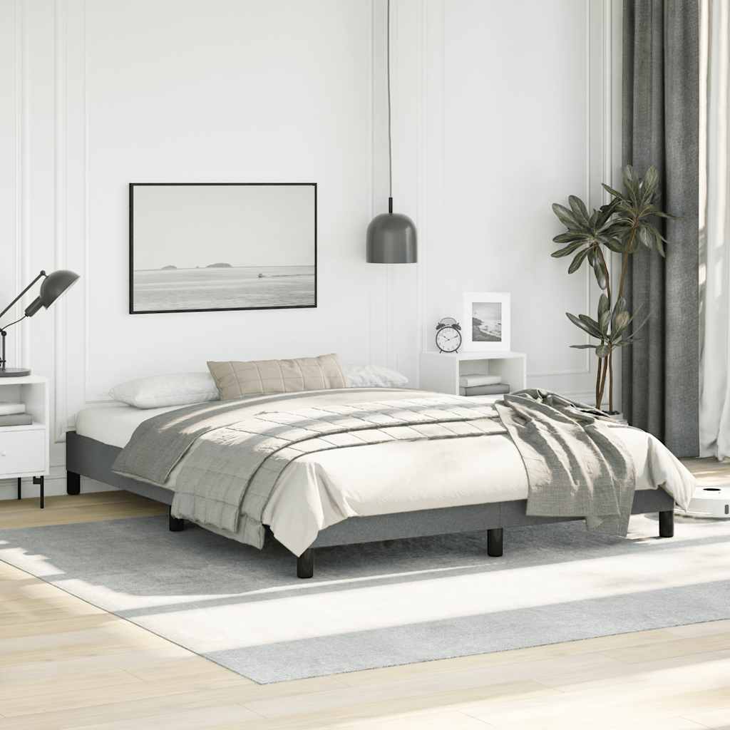 Bed Frame without Mattress Dark Grey 152x203 cm Queen Fabric