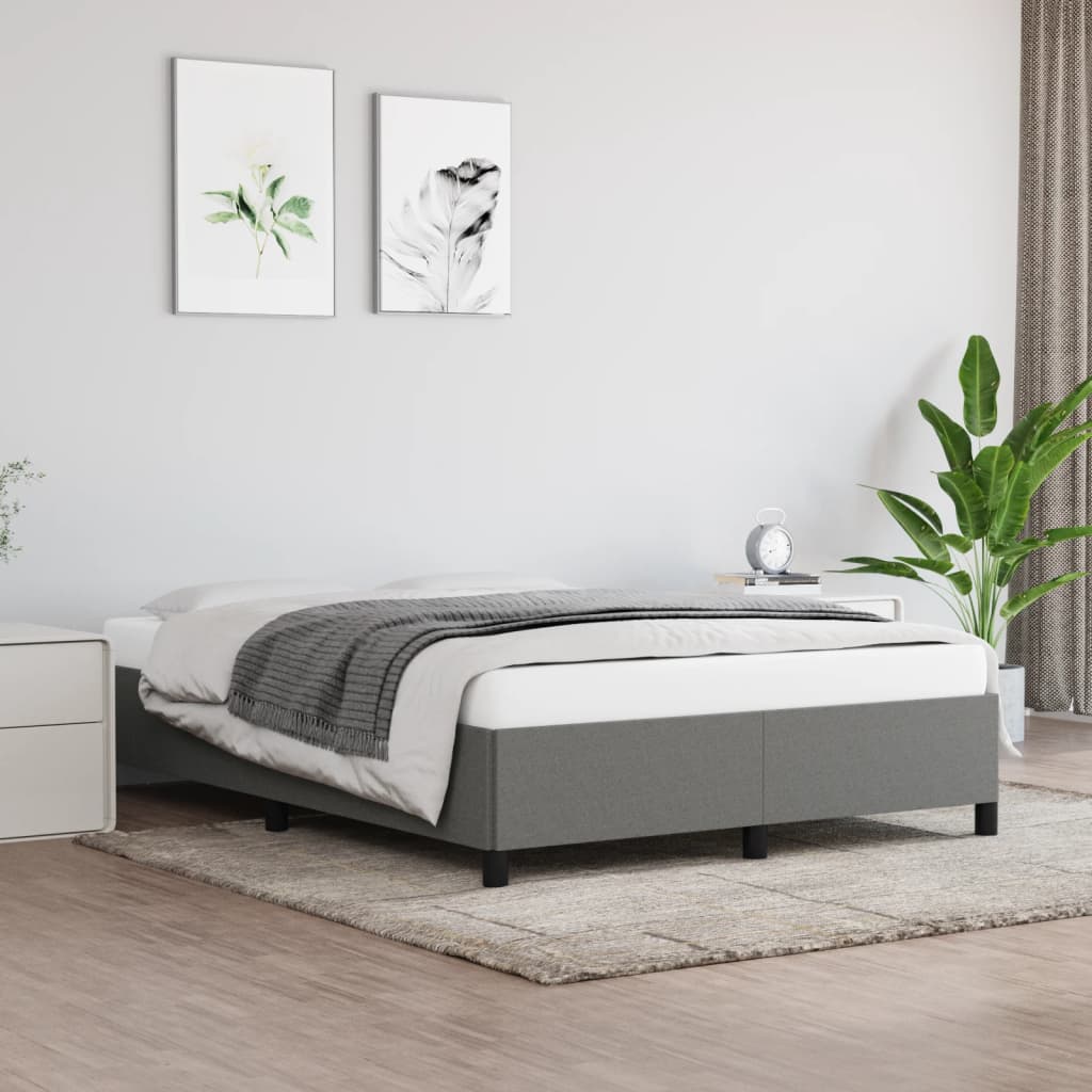 Bed Frame without Mattress Dark Grey 152x203 cm Queen Fabric