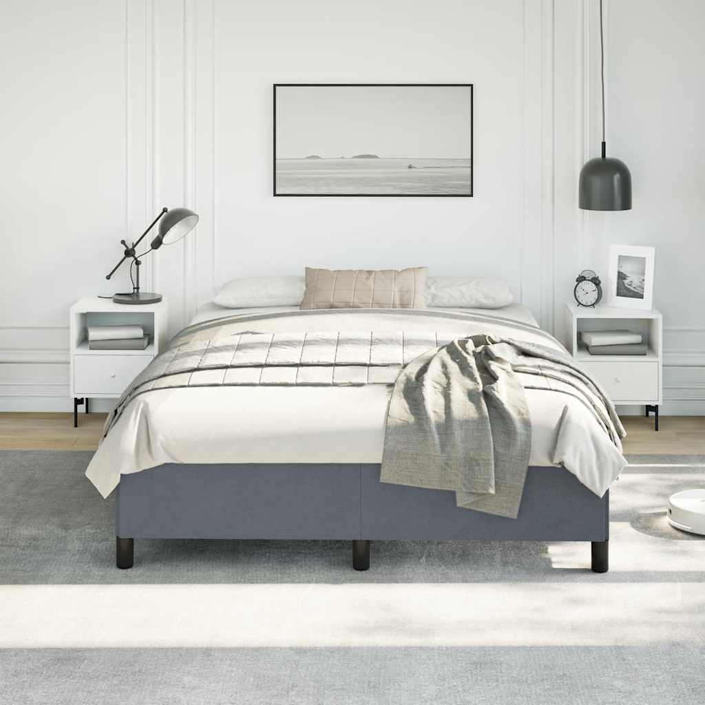 Bed Frame without Mattress Dark Grey 152x203 cm Queen Velvet
