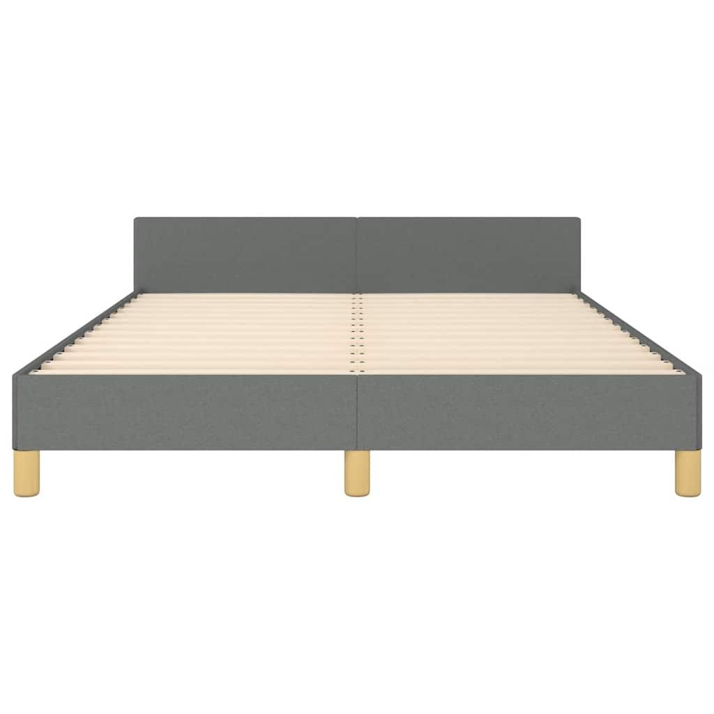 Bed Frame without Mattress Dark Grey Double Fabric