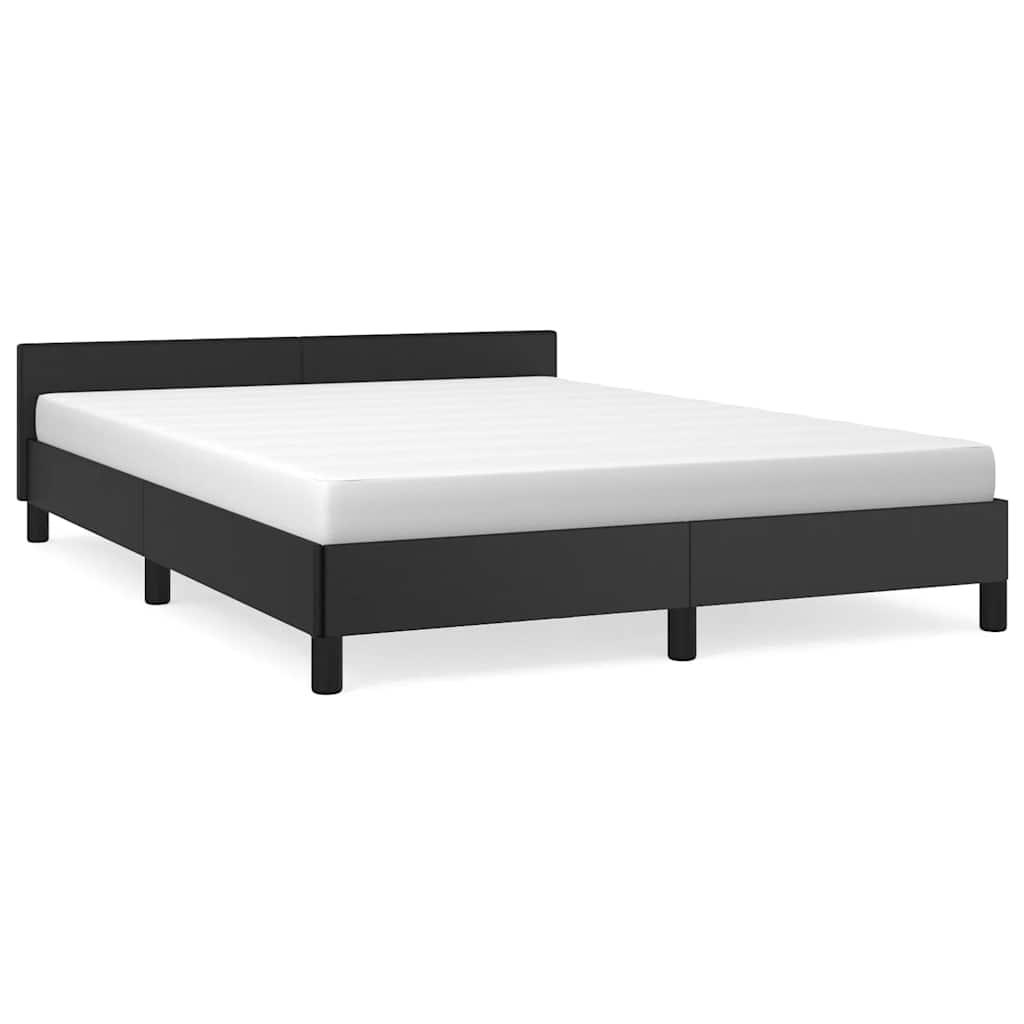 Bed Frame without Mattress Black Double Faux Leather