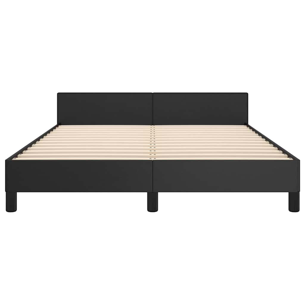 Bed Frame without Mattress Black Double Faux Leather