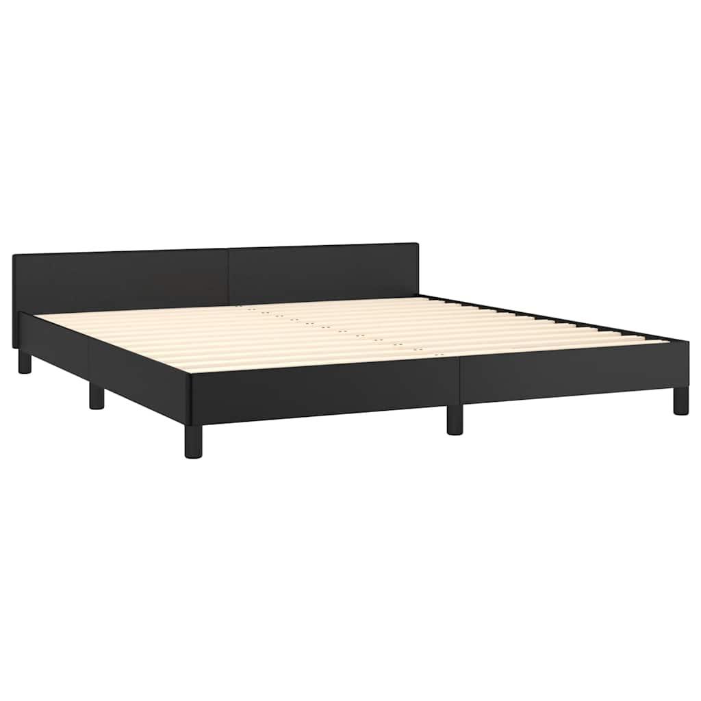 Bed Frame without Mattress Black Queen Faux Leather