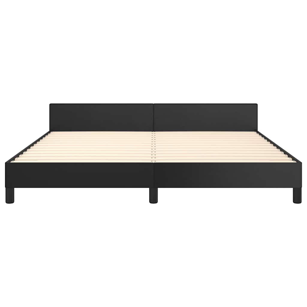Bed Frame without Mattress Black Queen Faux Leather