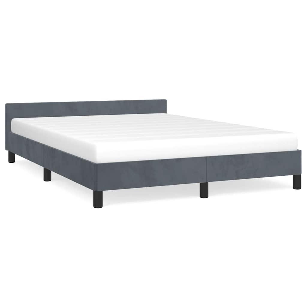 Bed Frame without Mattress Dark Grey Double Velvet