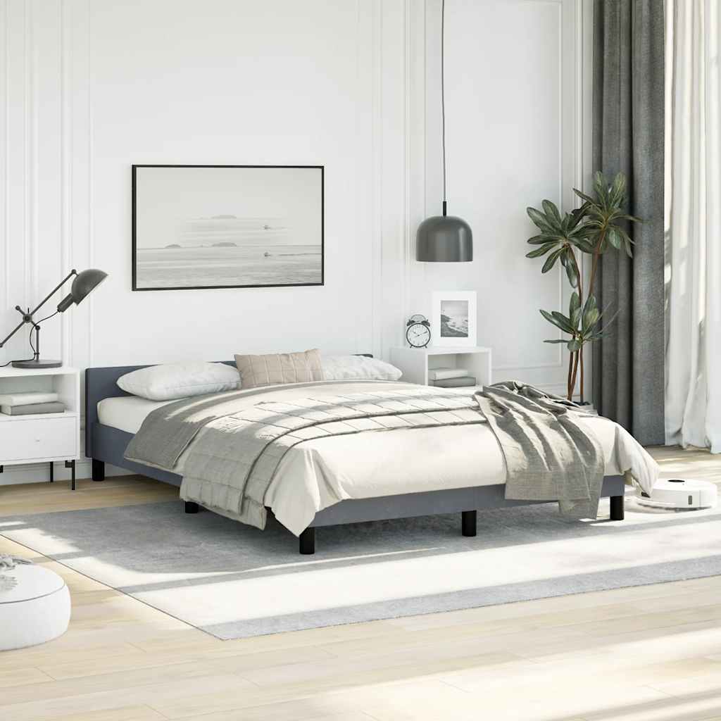 Bed Frame without Mattress Dark Grey Double Velvet