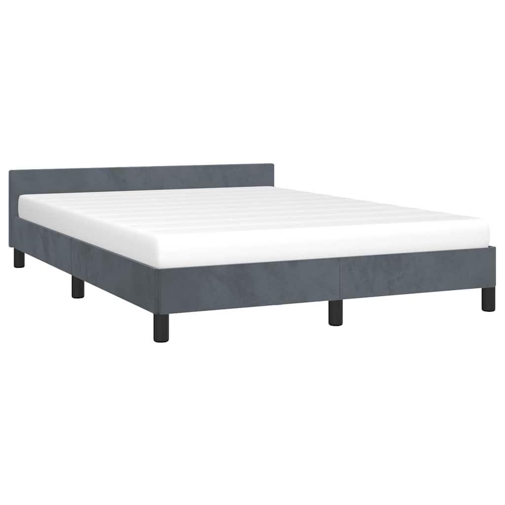 Bed Frame without Mattress Dark Grey Double Velvet