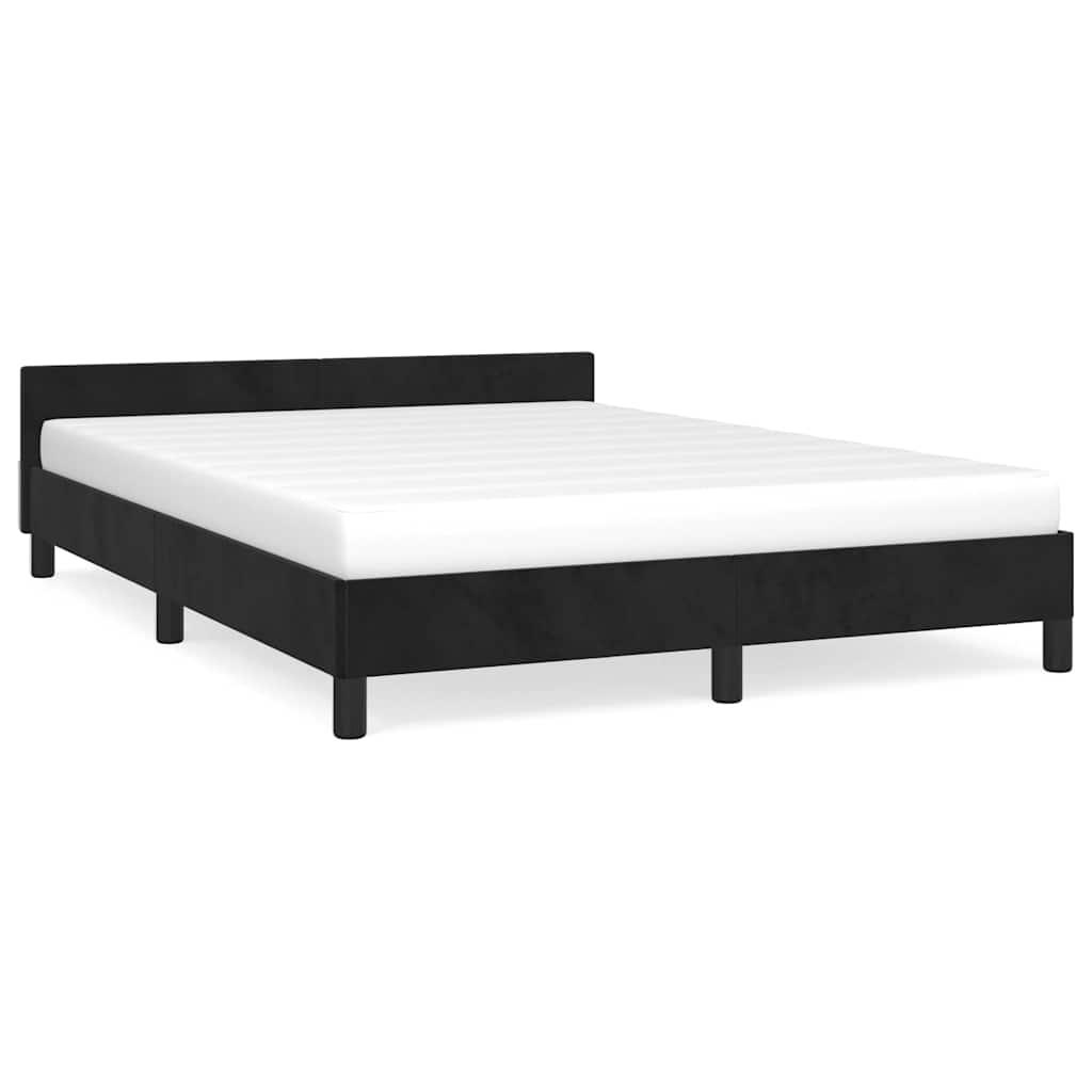 Bed Frame without Mattress Black Queen Velvet