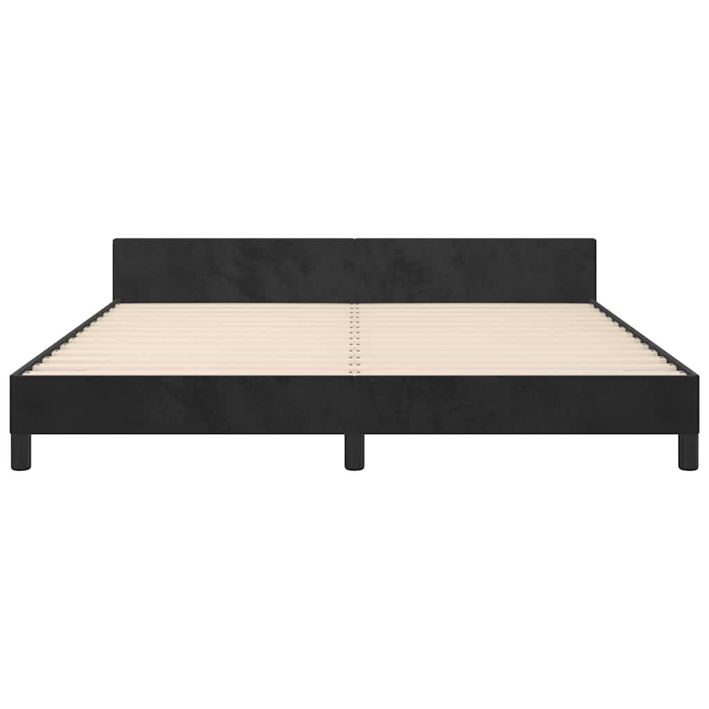 Bed Frame without Mattress Black Queen Velvet