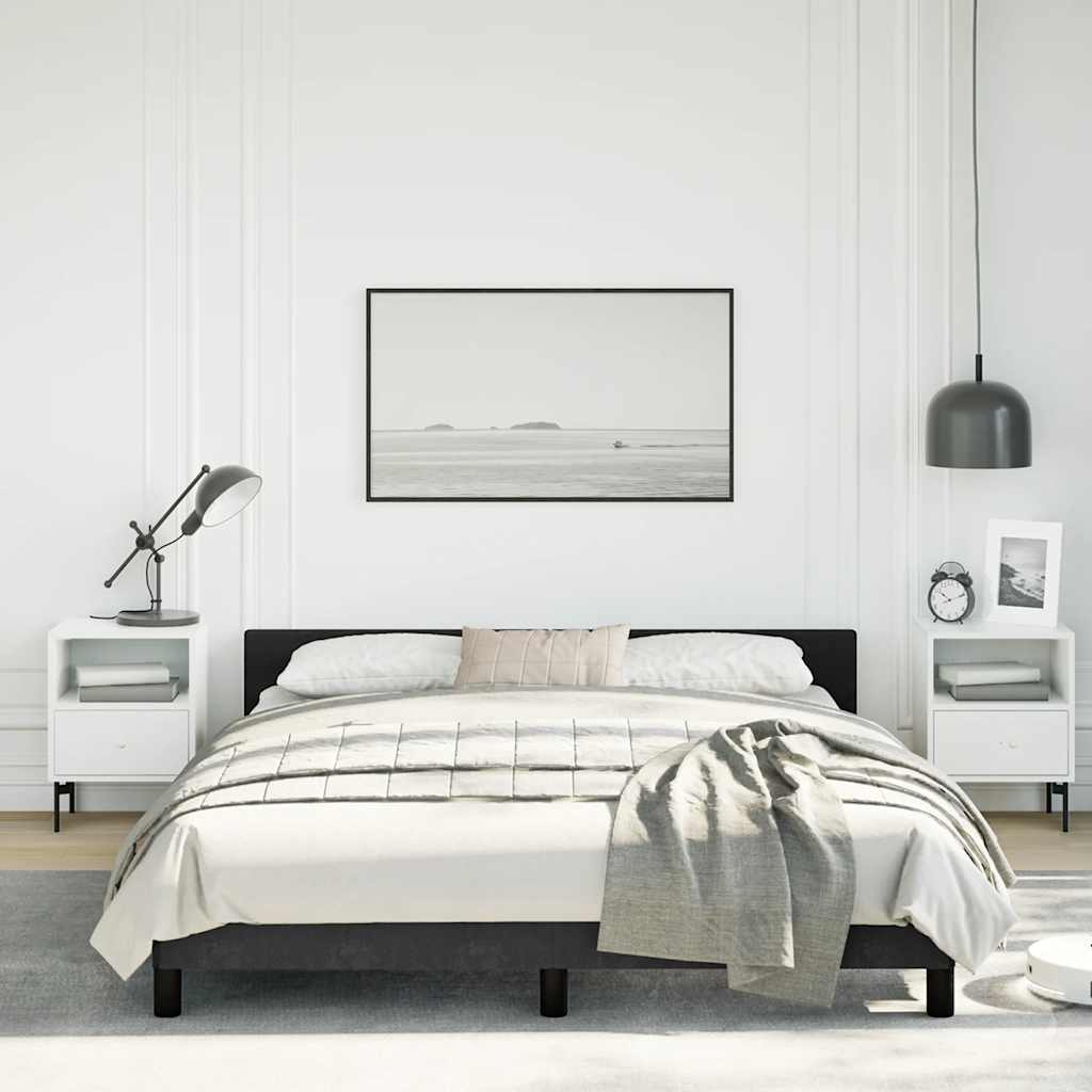 Bed Frame without Mattress Black Queen Velvet