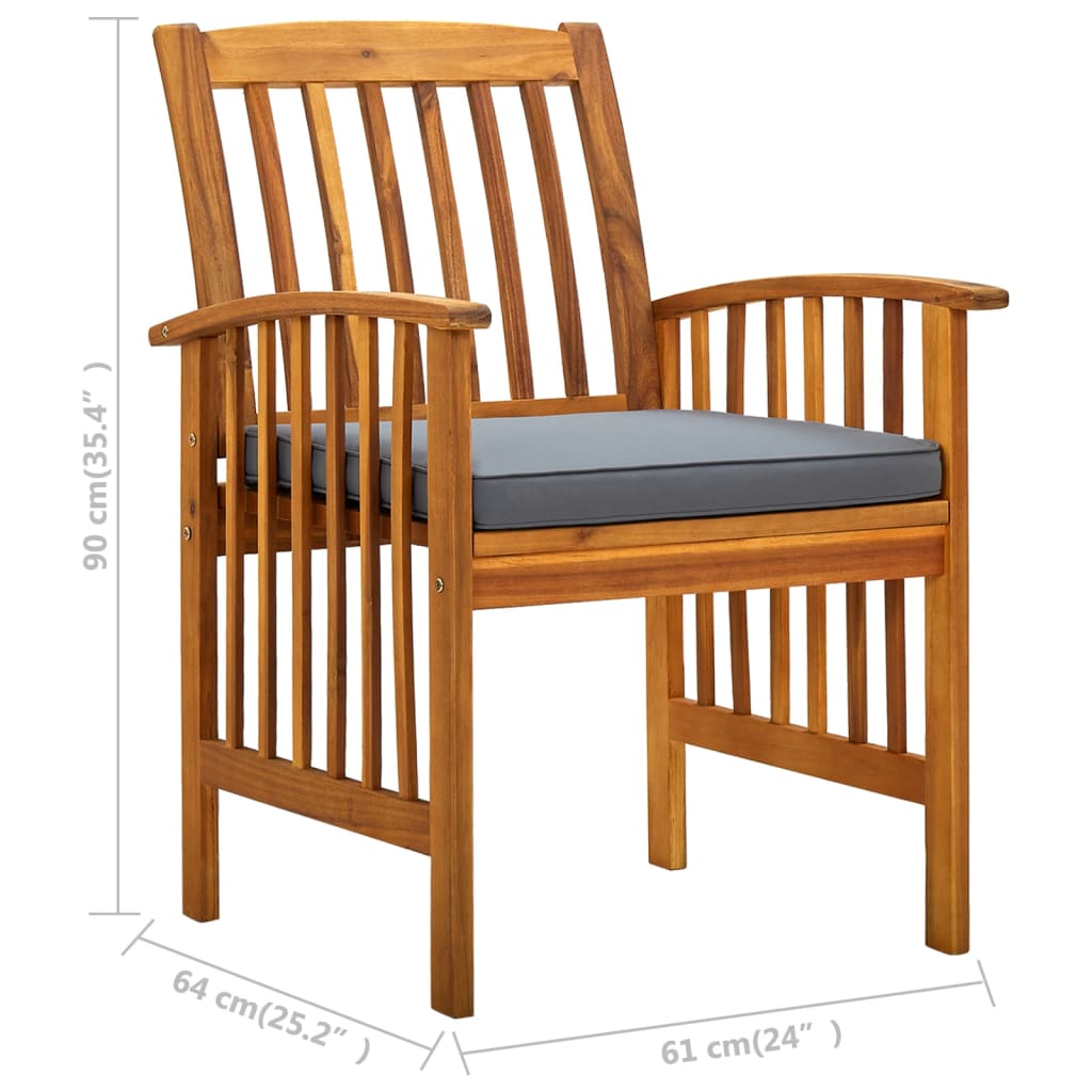 Garden Dining Chairs 4 pcs with Cushions Solid Wood Acacia