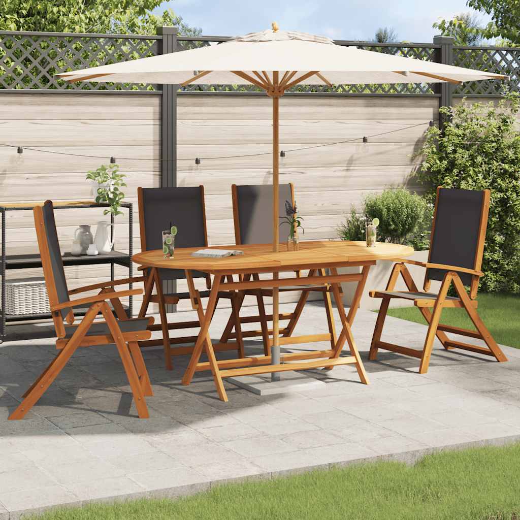 Folding Garden Chairs 4 pcs Solid Wood Acacia and Textilene