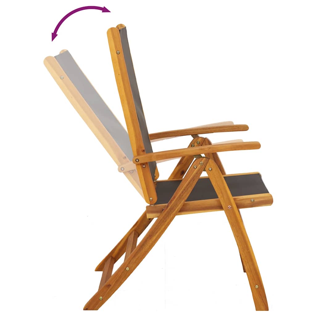 Folding Garden Chairs 6 pcs Solid Wood Acacia and Textilene