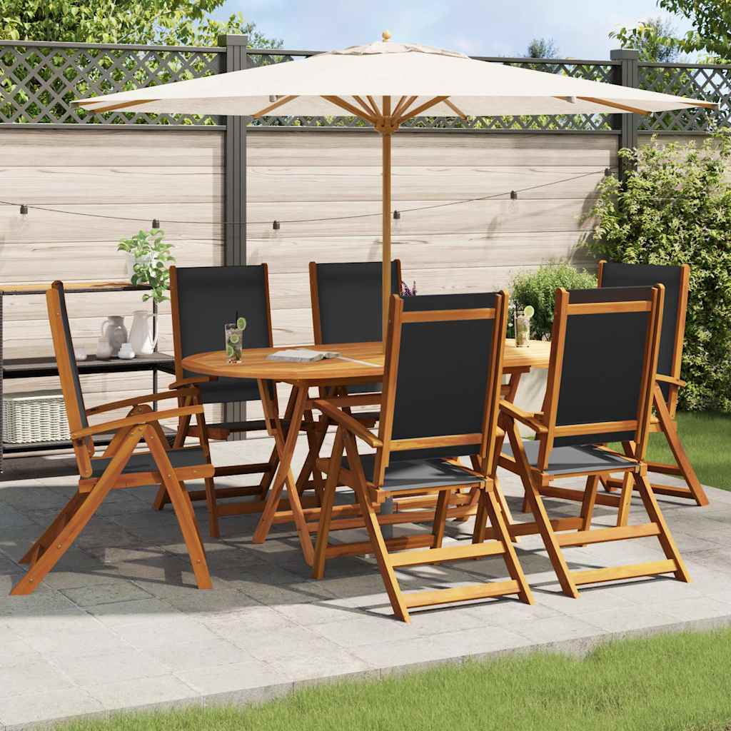 Folding Garden Chairs 6 pcs Solid Wood Acacia and Textilene