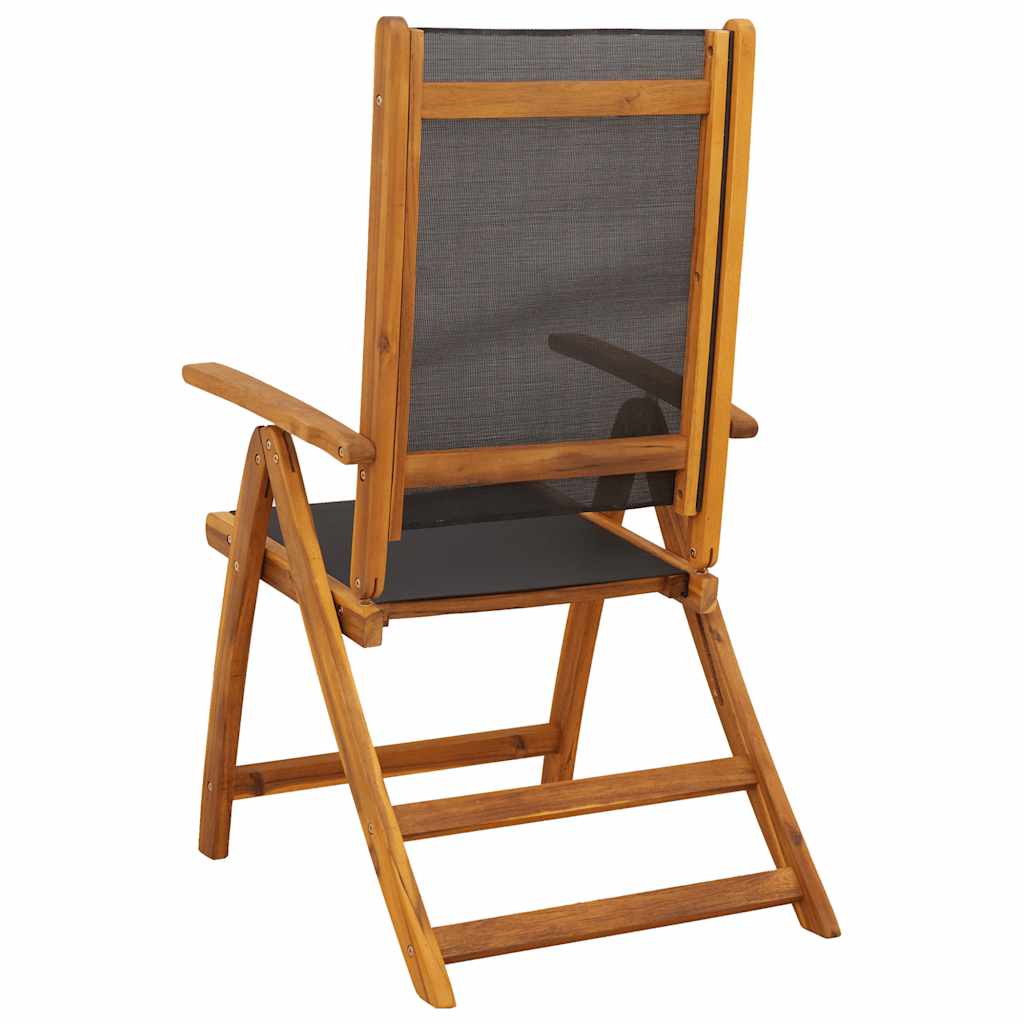 Folding Garden Chairs 8 pcs Solid Wood Acacia and Textilene