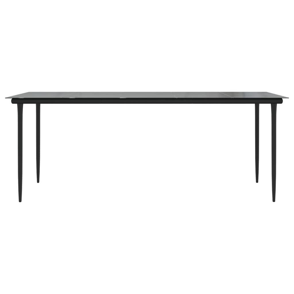 Garden Dining Table Black 200x100x74cm Steel and Tempered Glass